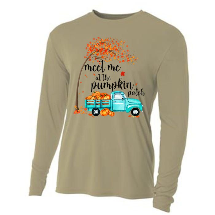 Meet Me At The Pumpkin Patch Halloween Vintage Truck Fall Cooling Performance Long Sleeve Crew