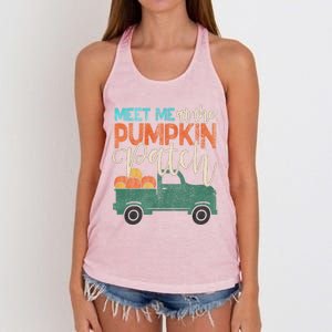 Meet Me At The Pumpkin Patch Pickup Thanksgiving Xmas Outfit Great Gift Women's Knotted Racerback Tank