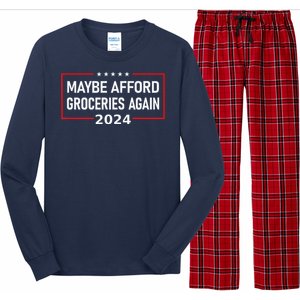 Maga Maybe Afford Groceries Again Donald Trump 2024 Funny Long Sleeve Pajama Set