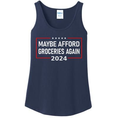 Maga Maybe Afford Groceries Again Donald Trump 2024 Funny Ladies Essential Tank