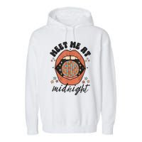 Meet Me At Midnight Funny Santa Christmas Xmas Garment-Dyed Fleece Hoodie