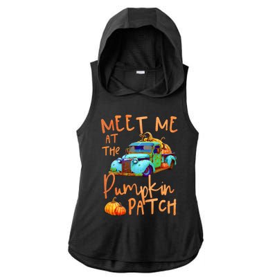 Meet Me At The Pumpkin Patch Pickup Truck Autumn Fall Gift Ladies PosiCharge Tri-Blend Wicking Draft Hoodie Tank