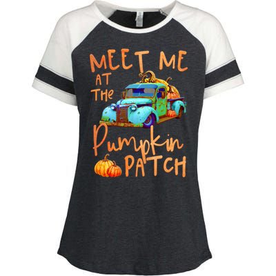 Meet Me At The Pumpkin Patch Pickup Truck Autumn Fall Gift Enza Ladies Jersey Colorblock Tee