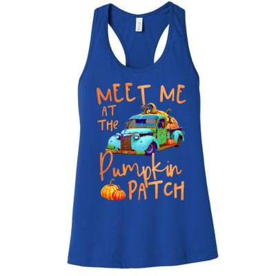 Meet Me At The Pumpkin Patch Pickup Truck Autumn Fall Gift Women's Racerback Tank