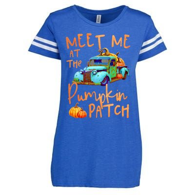 Meet Me At The Pumpkin Patch Pickup Truck Autumn Fall Gift Enza Ladies Jersey Football T-Shirt