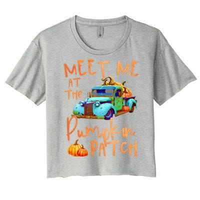 Meet Me At The Pumpkin Patch Pickup Truck Autumn Fall Gift Women's Crop Top Tee