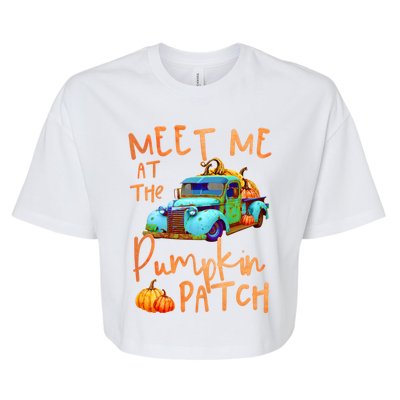 Meet Me At The Pumpkin Patch Pickup Truck Autumn Fall Gift Bella+Canvas Jersey Crop Tee