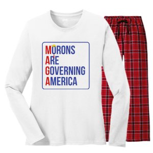 Maga Morons Are Governing America Women's Long Sleeve Flannel Pajama Set 