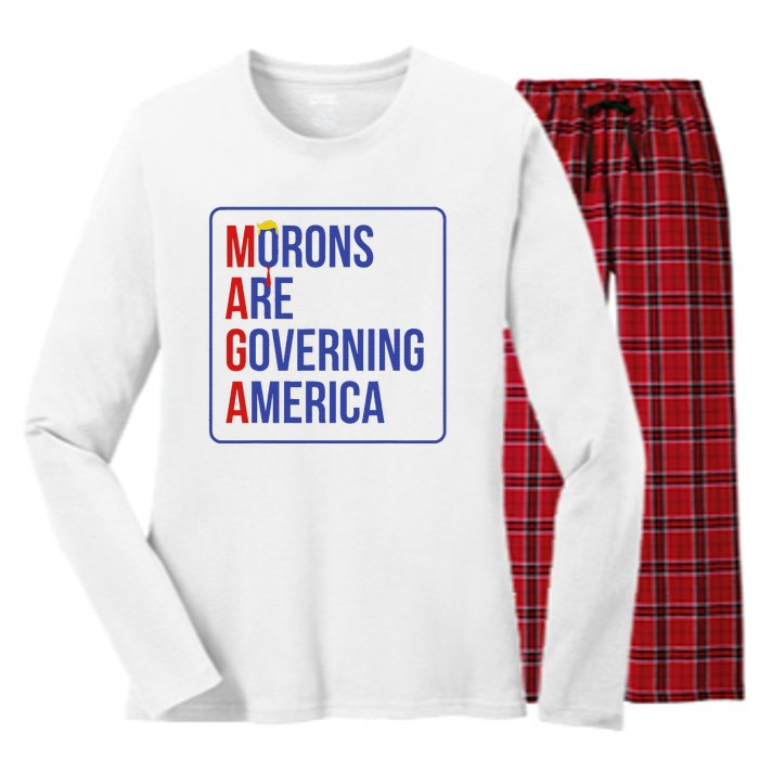 Maga Morons Are Governing America Women's Long Sleeve Flannel Pajama Set 