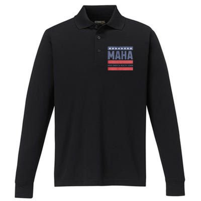 Maha Make America Healthy Again Performance Long Sleeve Polo