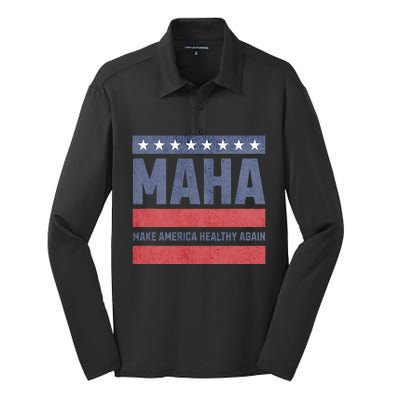 Maha Make America Healthy Again Silk Touch Performance Long Sleeve Polo