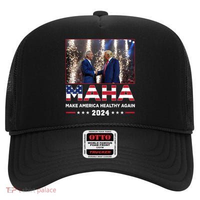 Maha Make America Healthy Again Trump Vance Kennedy 2024 High Crown Mesh Back Trucker Hat