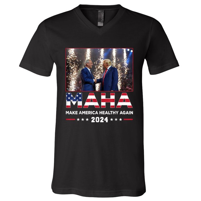 Maha Make America Healthy Again Trump Vance Kennedy 2024 V-Neck T-Shirt