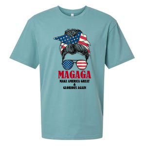 MAGAGA Make America Great And Glorious Again Messy Bun Sueded Cloud Jersey T-Shirt