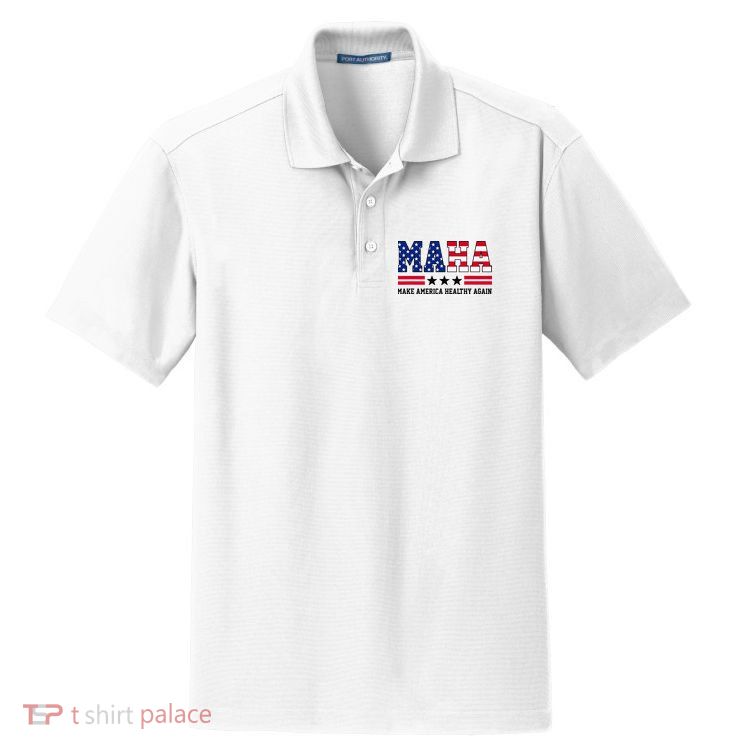 Maha Make America Healthy Again Us Patriotic Dry Zone Grid Polo