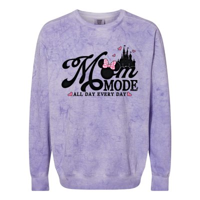 Mom Mode All Day Everyday For Mom Who Loves Diz Nee Mother's Day Colorblast Crewneck Sweatshirt