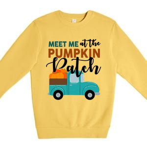 Meet Me At The Pumpkin Patch Retro Truck Halloween Cute Gift Premium Crewneck Sweatshirt