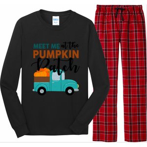 Meet Me At The Pumpkin Patch Retro Truck Halloween Cute Gift Long Sleeve Pajama Set