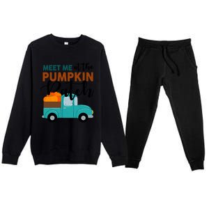 Meet Me At The Pumpkin Patch Retro Truck Halloween Cute Gift Premium Crewneck Sweatsuit Set