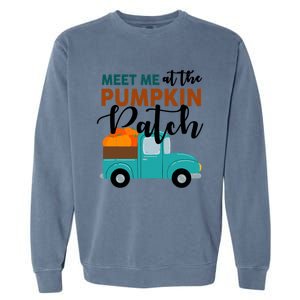 Meet Me At The Pumpkin Patch Retro Truck Halloween Cute Gift Garment-Dyed Sweatshirt