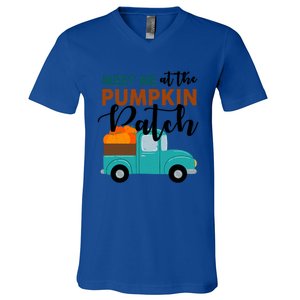 Meet Me At The Pumpkin Patch Retro Truck Halloween Cute Gift V-Neck T-Shirt