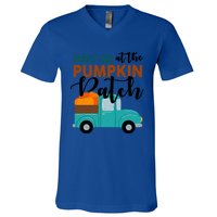 Meet Me At The Pumpkin Patch Retro Truck Halloween Cute Gift V-Neck T-Shirt