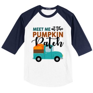 Meet Me At The Pumpkin Patch Retro Truck Halloween Cute Gift Baseball Sleeve Shirt