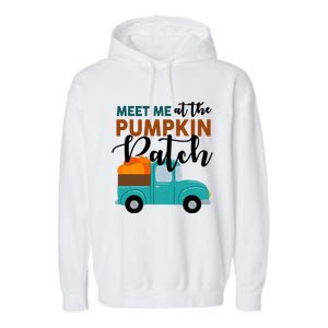 Meet Me At The Pumpkin Patch Retro Truck Halloween Cute Gift Garment-Dyed Fleece Hoodie