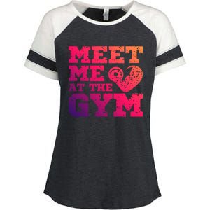 Meet Me At The Gym Funny Gym Quote Fitness Lovers Workout Gift Enza Ladies Jersey Colorblock Tee