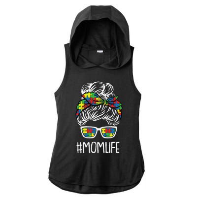 Momlife Mothersday Autism Awareness Mama Mommy Momma Ladies PosiCharge Tri-Blend Wicking Draft Hoodie Tank