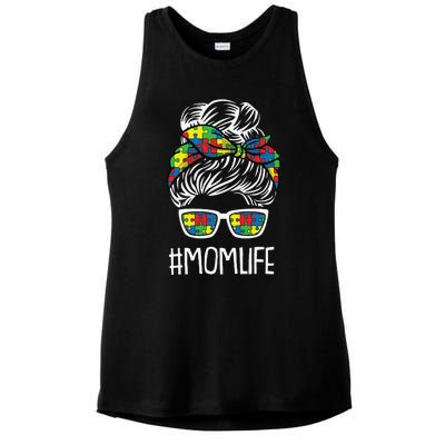 Momlife Mothersday Autism Awareness Mama Mommy Momma Ladies PosiCharge Tri-Blend Wicking Tank