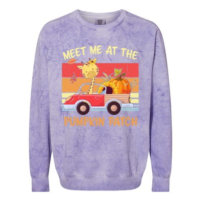 Meet Me At The Pumpkin Patch Thanksgiving Halloween Truck Gift Colorblast Crewneck Sweatshirt