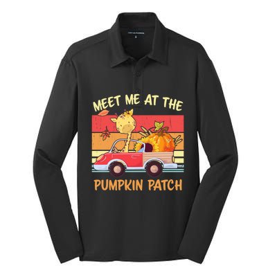 Meet Me At The Pumpkin Patch Thanksgiving Halloween Truck Gift Silk Touch Performance Long Sleeve Polo