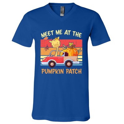 Meet Me At The Pumpkin Patch Thanksgiving Halloween Truck Gift V-Neck T-Shirt