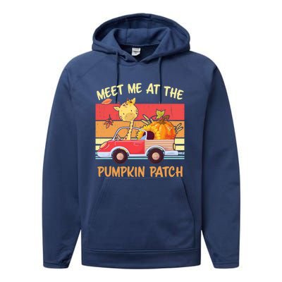 Meet Me At The Pumpkin Patch Thanksgiving Halloween Truck Gift Performance Fleece Hoodie