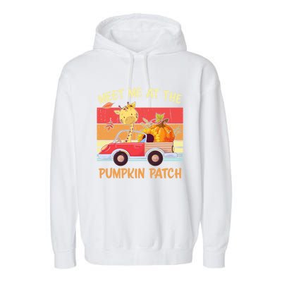 Meet Me At The Pumpkin Patch Thanksgiving Halloween Truck Gift Garment-Dyed Fleece Hoodie