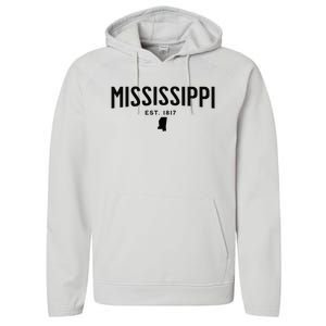 Mississippi Minimalist Autumn Fall Cool Apparel Clothing Top Performance Fleece Hoodie