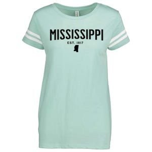 Mississippi Minimalist Autumn Fall Cool Apparel Clothing Top Enza Ladies Jersey Football T-Shirt