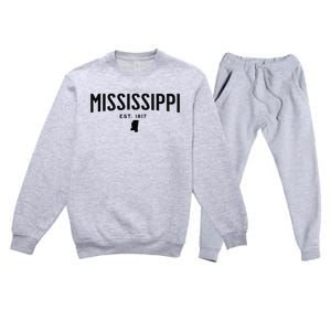 Mississippi Minimalist Autumn Fall Cool Apparel Clothing Top Premium Crewneck Sweatsuit Set