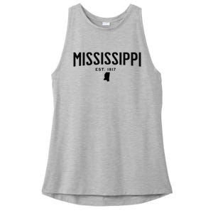 Mississippi Minimalist Autumn Fall Cool Apparel Clothing Top Ladies PosiCharge Tri-Blend Wicking Tank