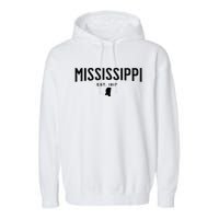 Mississippi Minimalist Autumn Fall Cool Apparel Clothing Top Garment-Dyed Fleece Hoodie