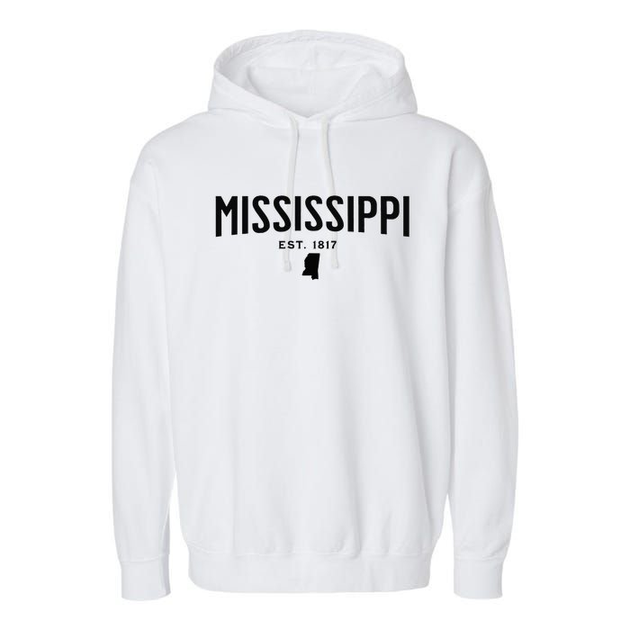 Mississippi Minimalist Autumn Fall Cool Apparel Clothing Top Garment-Dyed Fleece Hoodie