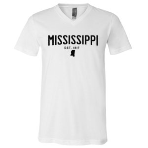 Mississippi Minimalist Autumn Fall Cool Apparel Clothing Top V-Neck T-Shirt