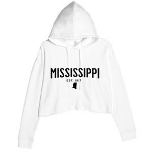 Mississippi Minimalist Autumn Fall Cool Apparel Clothing Top Crop Fleece Hoodie