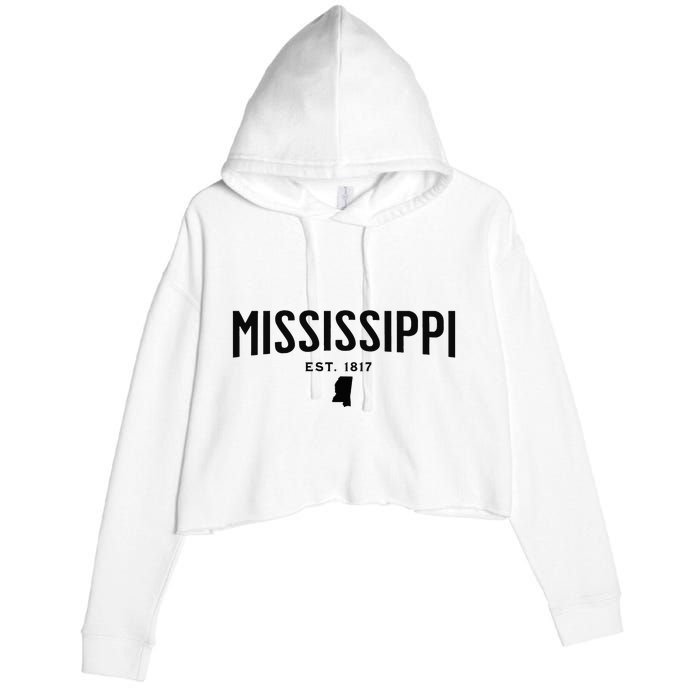 Mississippi Minimalist Autumn Fall Cool Apparel Clothing Top Crop Fleece Hoodie