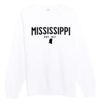 Mississippi Minimalist Autumn Fall Cool Apparel Clothing Top Premium Crewneck Sweatshirt