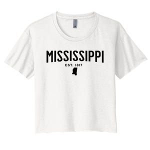 Mississippi Minimalist Autumn Fall Cool Apparel Clothing Top Women's Crop Top Tee