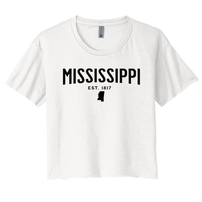 Mississippi Minimalist Autumn Fall Cool Apparel Clothing Top Women's Crop Top Tee