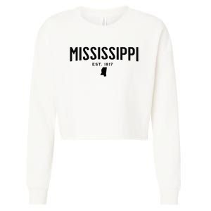 Mississippi Minimalist Autumn Fall Cool Apparel Clothing Top Cropped Pullover Crew