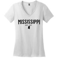 Mississippi Minimalist Autumn Fall Cool Apparel Clothing Top Women's V-Neck T-Shirt